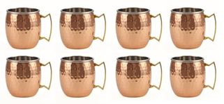 ALCU Shiny Copper 2Ply Moscow Mule Mug | Mule Beer Mug Cup Best for Parties Barware (Set of 8)