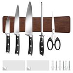 HOSHANHO Knife Magnetic Strip, Wooden Magnetic Knife Rack Adhesive, Knife Bar, Knife Holder, Kitchen Utensil Holder, Home Organizer, Magnetic Knife Holder for Wall 10 Inch