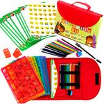 Drawing Stencils for Kids Kit & Carry Case – – Child-Safe, Non-Toxic Stencil Set with 300 Shapes, Colored Pencils, Paper, Etc. – Travel Art Supplies for Creativity, Learning, Fun by Art with Smile