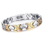 Cupimatch Womens Stainless Steel Magnetic Bracelet Heart Link Wrist Bangle Gift, 8.3”