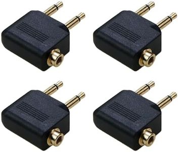4 adaptadores para auriculares de avión, conector de audio para avión, adaptador de avión, adaptador de avión, adaptador doble de 3,5 mm a 3,5 mm hembra para avión, adaptador de auriculares chapado en