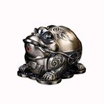 Frog Vintage Windproof Ashtray for Cigarettes with Lid Metal Portable Decorative Cigar Ashtray Odor Indoor outdoor Hand Carved Fancy Gift ornament for Men Women (Bronze Good Fortune)