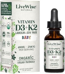 Vitamin D3 and Vitamin K2 Liquid Drops – Baby Vitamin D Drops for Infants w/Vitamin K for Optimal Absorption – Vitamin D3 K2 Supplement w/Organic MCT Oil Develops Healthy Bones, Brain, Immune System