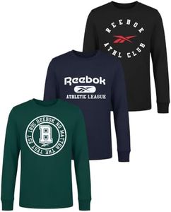 Reebok 3 Pack Boys Cotton Long Sleeve Athletic Shirts Tshirts Tees Kids