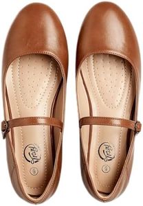 Trary Mary Jane Shoes Women, Women's Flats, Ballet Flats for Women, Round Toe Brown Flats for Women, Women Shoes Dressy Casual, Ankle Strap Flats for Women, Dress Flats for Women, Brown Mary Janes