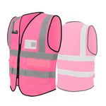 GOL-SIV Mesh Reflective Safety Vest for Men Women High Visibility Work Construction Vest with Pockets Meet ANSI Standard, Pink, Medium