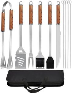 Trongle 12pcs BBQ Tools Set, Men Women Gift Birthday Father’s Day, Stainless Steel Utensils with Heat Resistant Handle & Case, Portable Grill Accessories for Outdoor Cooking, Camping, Travel
