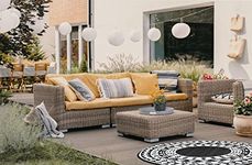 GBS Lightweight Large Round Area Polypropylene Rug, Indoor/Outdoor Garden Patio Beach Picnic Runner Mat - Versatile & Durable Non Fading Antique Style - Stain Resistant Odor Free 150x150cm (Black)