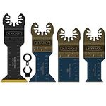 XXGO 4 Pcs Bi Metal Titanium Oscillating Multitool Blades for Metal Nails Screws Wood Plastic Compatible with Bosch Chicago Dewalt Dremel Fein Makita Milwaukee Porter Cable Ridgid Ryobi XG5204U