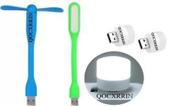 QOCXRRIN 2 Piece USB Mini Bulb & Portable Mini USB Dragon Fan with Cooling Fan Flexible Cooler Connect with Laptop, Smartphone, Powerbank, USB Adapter/Hub & Mobile with USB Led Light.