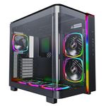 MONTECH King 95 PRO Dual-Chamber ATX Mid-Tower PC Gaming Case, High-Airflow, Toolless Panels, Sturdy Curved Tempered Glass Front, 6 ARGB PWM Fan Pre-Installed with Fan Hub, Black