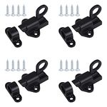 Sixfolo 4 Pcs Door Spring Bolt,Small Automatic Spring Latch Aluminum Alloy Security Automatic Window Gate Bolt Black Pull Ring Spring Latch with Screws for Window,Cupboard,Wooden Door