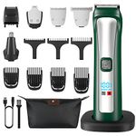 Mnytyel 5-in-1 Hair Clipper,Beard Trimmer,Hair Trimmer for Men,Cordless Mustache Nose Trimmer Body Groomer Hair Cutting Kit with Storage Bag and Storage Base, USB Rechargeable & LED Display