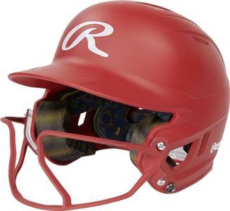 Rawlings | MACH HI-VIZ Fastpitch Softball Batting Helmet | Face Guard Attached | Scarlet | Junior - 6 3/8" - 7 1/8"