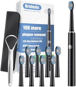 ORALEXIS Electric Toothbrush for Adults and Kids, with Tongue Scraper and 8 Brush Heads, One Fast Charge Last 120 Days, 40000 VPM Deep Clean, Sonic Travel Toothbrush