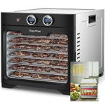 Septree Commercial Large 8 Trays Food Dehydrator, 8 Stainless Steel Trays Hold 10lb Raw Meats with 8.8ft² Drying Space,24H Timer,190°F Temperature Control, for Herbs, Meat, Fruit, Dog Treats