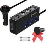 [Upgraded Version] Quick Charge 3.0 Cigarette Lighter Adapter, BOLTHO 120W 12V/24V 3-Socket Car Power DC Outlet Splitter with 2.4A 4 USB Charging Ports & LED Voltmeter Power Switch Car Charger-Black