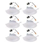 Halo LT 5 inch and 6 inch White Integrated LED Recessed Ceiling Light Retrofit Trim – 3000K – Soft White (6 Pack)