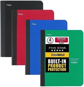 Five Star Composition Notebooks with Durashield Antimicrobial Covers, 4 Pack, 1-Subject, Wide Ruled Paper, 8" x 10-1/2", 100 Sheets per Comp Book, Assorted Colors (950008-ECM)