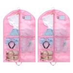 KUWUNG 2 Pcs Kids Dance Costume Garment Bag, 40 inch Dress Bags Covers, Waterproof Clothes Covers with 5 Zipper Pockets, Foldable Dance Costume Bag with ID Slot for Kids & Women for Dance Competitions