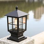 ChaoZan Outdoor Street Light/Post Lights, Antique Style Outdoor Street Light with Black Aluminum Frame, for Outdoor Garden Entrance and Path Light Torch, IP55, 230V / E27 Max 80W