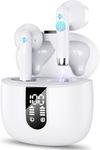 Wireless Earbuds, Bluetooth Headphones 5.3 Hi-Fi Stereo, 40H Wireless Earphones with 4 ENC Noise Cancelling Mic, IP7 Waterproof in Ear Earphones, LED Digital Display Ear Buds, Touch Control, White