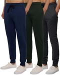Real Essentials Big & Tall King Size Mens Joggers Sweatpants Fleece Pants Sweat Clothing Pockets Baggy Elastic Cuffed Workout Bottom Athletic Soft Warm Winter Gym Active, Set 1, 3X Tall, Pack of 3