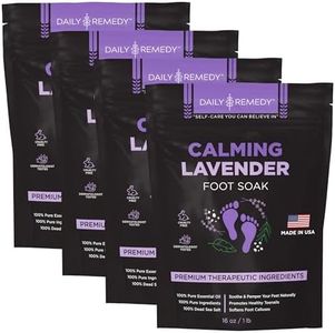 Daily Remedy’s Calming Lavender Foot Soak with Epsom Salt - Made in USA - for Athlete’s Foot, Tired Achy Feet, Pedicure, Foot Calluses and Smelly Foot Odor 64 oz