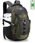 Swissdigital Design Business Laptop Backpack with Smart USB Charging Port, Travel Backpack Fits 15.6 inches Laptops, Water Repellent College Backpack for Men Women, Olive/Black | SD803-26