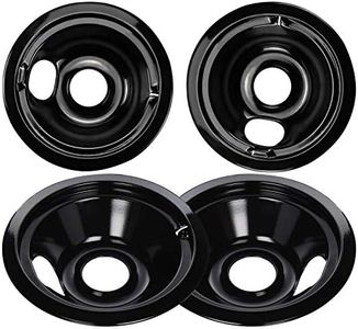 Black Porcelain Burner Drip Pans (2) 6”(2) 8” WB31M19 WB31M20 Set Replacement by APPLIANCEMATES Compatible for GE Hotpoint Electric Range Stove Burner