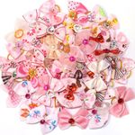 Zaabaazina 50pcs Dog Hair Bow Bowknot, Dog Bows Cute, Puppy Hair Bows Rhinestones Pearls Flowers Mix Styles Pet Grooming Rubber Bands Dogs Hair Accessories Handmade Hair Bows for Yorkie puppy dogs