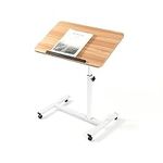 HOMION Table Adjustable Folding Portable Table, Lounge, Bedroom Furniture, Living, Tv, Multi Function Office Picnic Garden Laptop Stand Care Home Table (Natural)