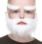 Mustaches Self Adhesive Traper Fake Beard and Eyebrows for Kids, Novelty, Small Realistic False Facial Hair, Costume Accessory for Children, White Color