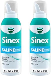Vicks Sinex SALINE Nasal Spray, Drug Free Ultra Fine Mist, Clear Everyday Sinus Congestion Fast, Clear Mucus from a Cold or Allergy, Daily Use 5.0 fl oz x 2