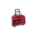 McKlein 96186A USA Davis 15" Leather Wheeled Ladies' Laptop Briefcase Red