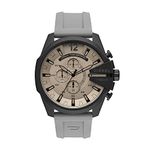Diesel Men's 51mm Mega Chief Quartz Stainless Steel and Silicone Chronograph Watch, Color: Black, Gray (Model: DZ4496)