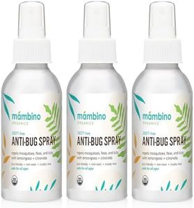 Mambino Organics Anti-Bug Spray, DEET-Free, Organic Mosquito Repellent with Essential Oils, Reef Safe, Face-Safe Protection for Babies, Kids, and Adults, Travel Bug Spray, 4oz, 3-Pack
