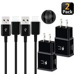 Charger for Samsung Galaxy S9, Swadaws 2 Pack Adaptive Fast Wall Android Cell Phone Tablet Charger Station Adapter with USB Type C Cable Compatible Samsung Galaxy S21 S20 S10 S8 Plus/Note 8 9 (Black)