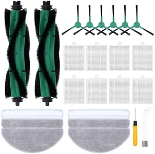 Replacement Parts Pack for iRobot Roomba Combo Essential Series Q011, Y0110, Q0120, Y0140 Robot Vacuum Cleaner, 2 Roller Brush, 8 Hepa Filters, 6 Side Brushes, 6 Mop Pads (22 Pcs/Pack)