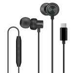 PALOVUE USB Type C Headphones in Ear Earphones Earbuds with Mic and Volume Control Compatible with Google Pixel Samsung Oneplus Huawei Sony MacBook Black