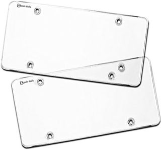 Zento Deals Clear Smoked License Plate Covers - 2-Pack – Novelty/License Plate Clear Smoked Flat Shields Covers (White)