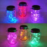 Decorman Solar Mason Jar Lid Lights, 6 Pack 10 LED Waterproof String Fairy Star Firefly Jar Lids Lights for Patio Garden Yard Lawn Party Wedding Christmas Decoration(Jars & Hangers Not Included)