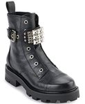 Karl Lagerfeld Paris Women's Lug-Sole Maeva Combat Boot with a Crystal Detailed Fashion, Black, 7.5