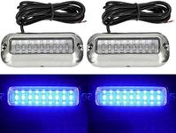 G·PEH Stainless Steel 27 LEDs Blue Underwater Pontoon Marine Boat Transom Lights, Pack of 2