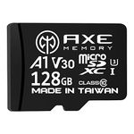 AXE MEMORY 128GB Micro SD Card 4K Ultra Full HD Video High Speed MicroSDXC Up to 95MB/S A1 V30 UHS-I U3, with SD Adapter