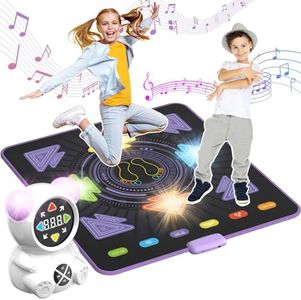 HAPHOM Rechargeable Dance Mat for Girls Boys, 2024 Kids Birthday Gifts Ideas, Light-Up Electronic Dance Pad for 4-12 Year Old Kids Exercise -Wireless Bluetooth Dancing Game Mat Connect Music Player