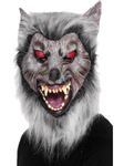 Smiffys Prowler Wolf Mask, Grey Overhead, Latex, Halloween Fancy Dress Accessory, Werewolf Dress Up Masks