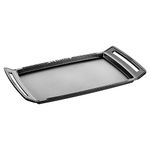 STAUB Cast Iron Plancha/Double Burner Griddle, 18.5 x 9.8-inch, Graphite