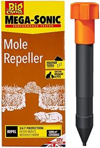 Defenders Mega-Sonic Mole Repeller Stake (Battery Powered, Hi-Vis, Humane, Natural Mole Deterrent) - STV645, Multicolour, 8.5x12x28 cm
