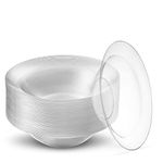 PLASTICPRO [10 oz 80 Pack] 10 Ounce Premium Heavy Weight Crystal Clear Classy Disposable hard Plastic Cereal & Soup Bowls